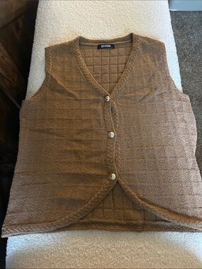 BTFBM Women's Tan Knit Button-Front Vest